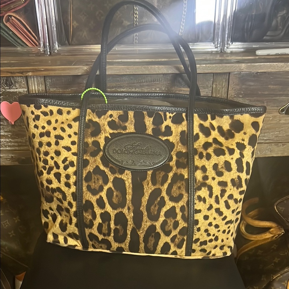 Dolce Gabbana Leopard Print Tote Bag